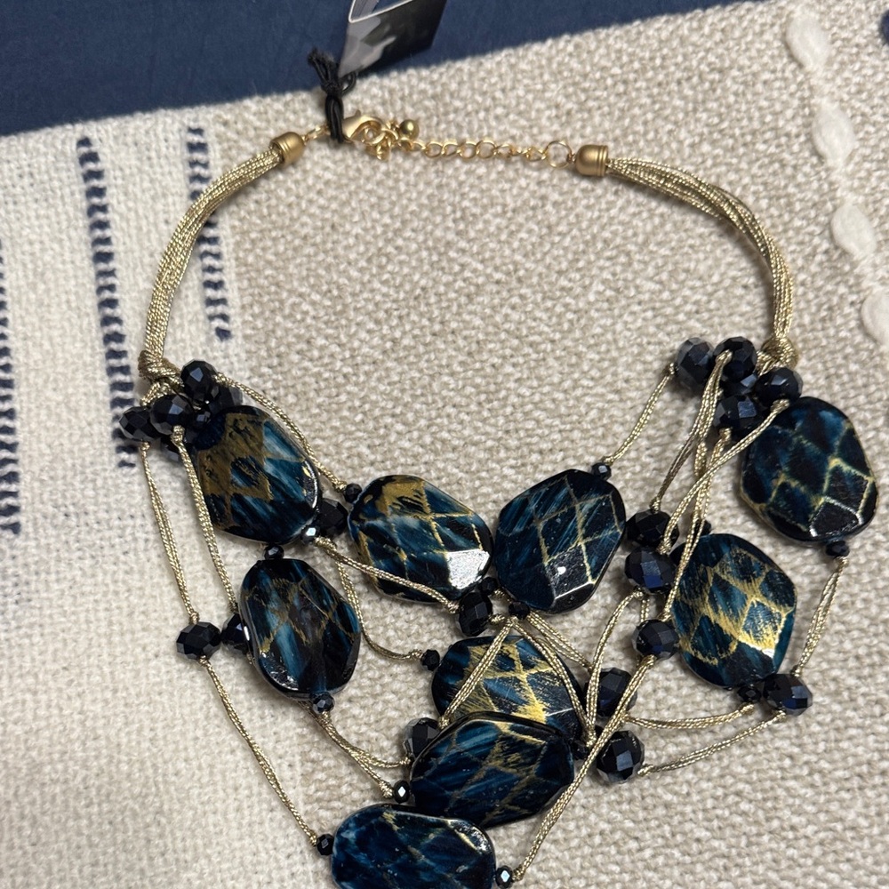 Chic Gold and Blue Necklace
